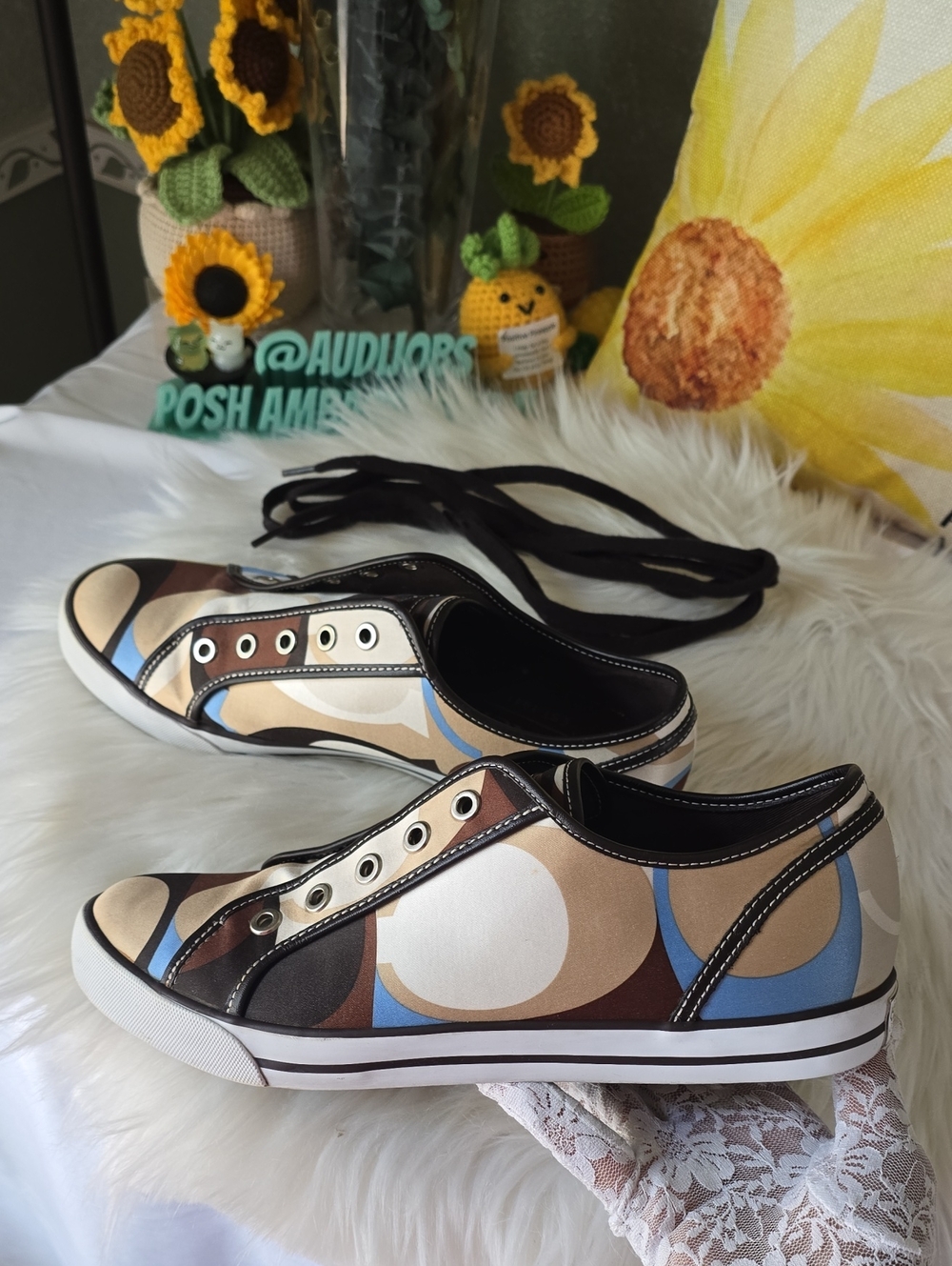 Coach DALIA Scarf Print Women's Slip-On Canvas Sneakers in Multicolor Pattern - Picture 4 of 16